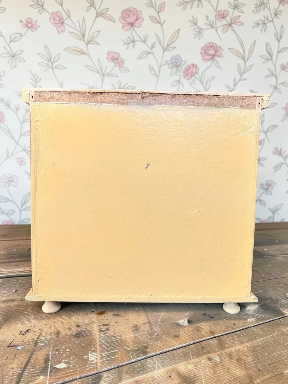 Hand-Painted Mini Chest Drawers with Pink Rose Motif